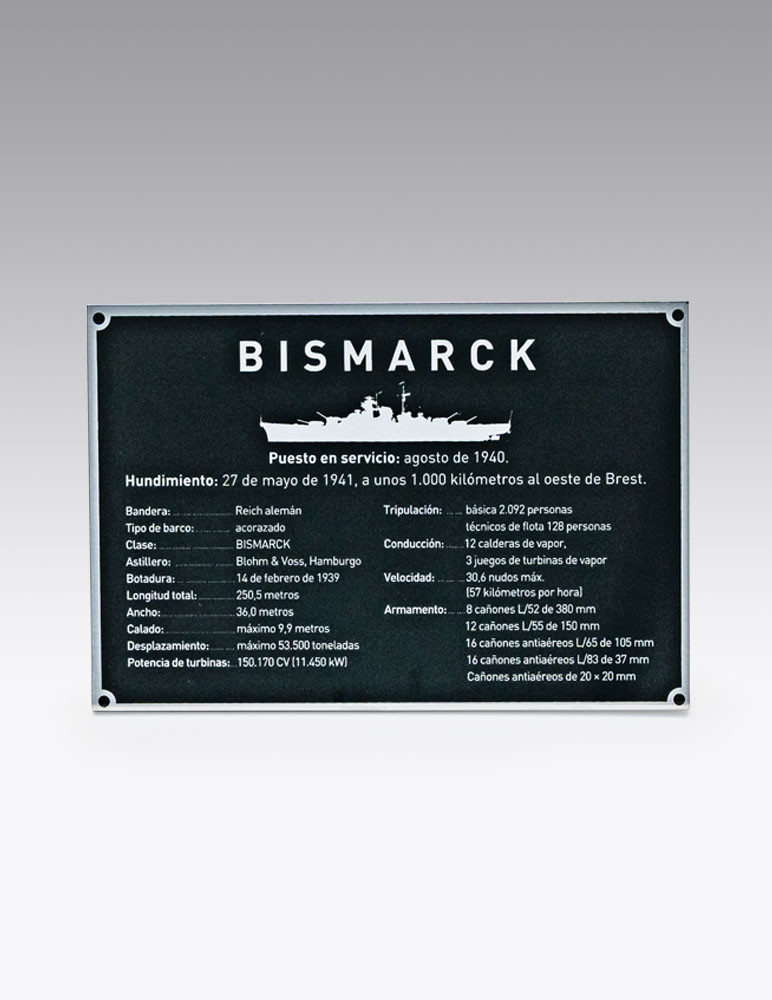 Placa Técnica BISMARCK en Aluminio