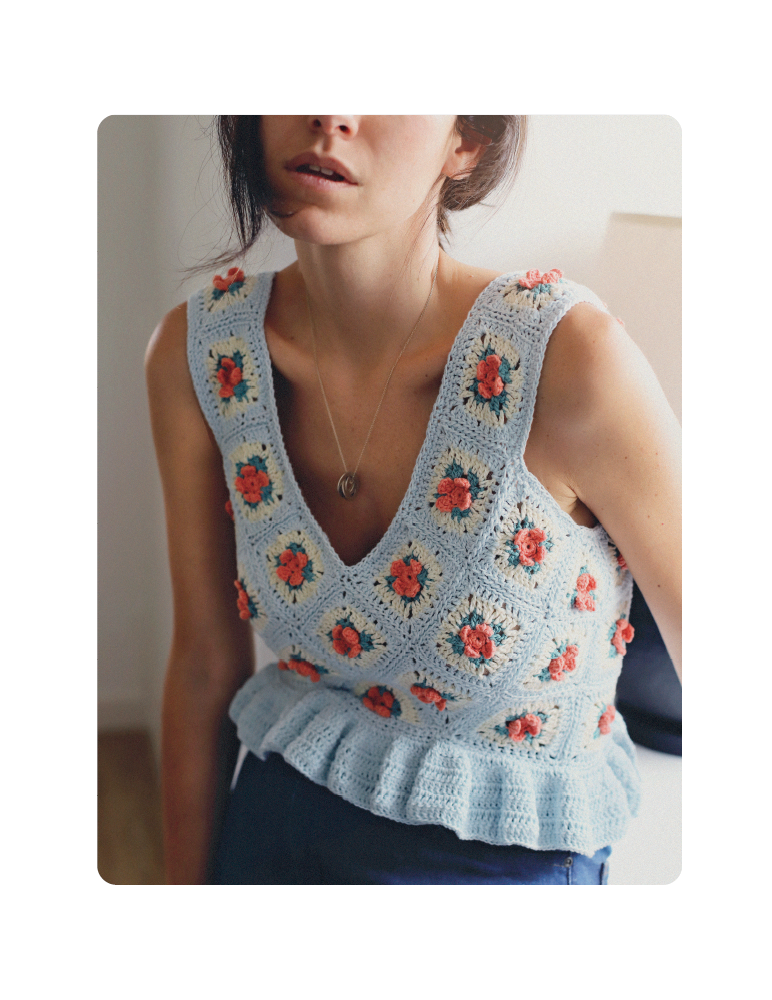 Fascículo 74 + cono de algodón color ciruela